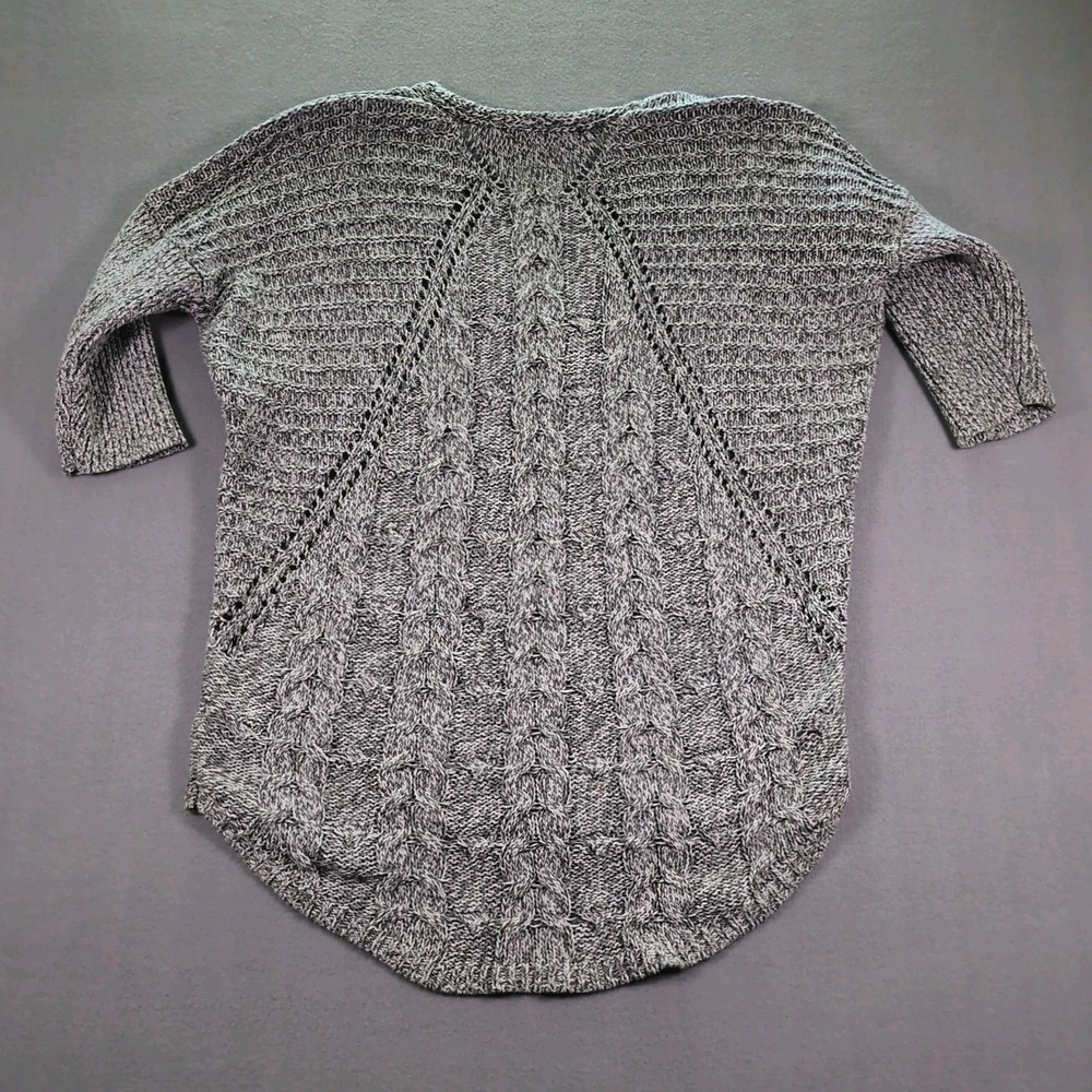 Express Tunic‎ Sweater SZ M Womens Grey Cable Knit 3/4 Sleeve V-Neck - Picture 6 of 6